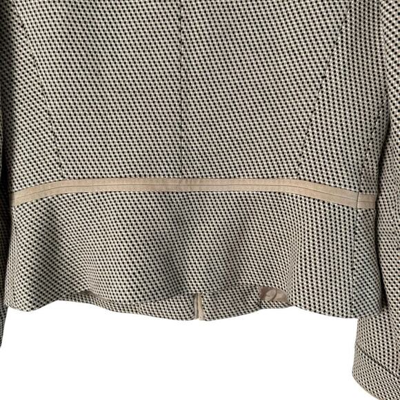 Carlisle Vintage 90s Woven Wool Blazer Jacket Tan Black High Collar Zip Up, Sz 4 - Picture 10 of 12